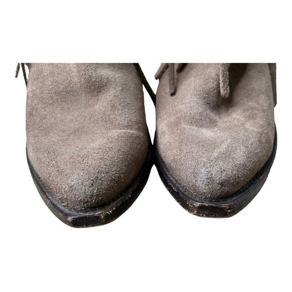 Frye Sacha Fringe Boho Western Suede Ash Bootie 9.5 - Picture 7 of 14